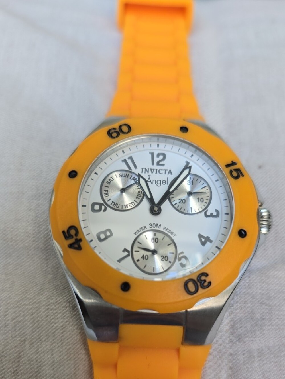 Invicta Ange 38 mm  Orange Siliconeand Silver Sport Watch - Picture 9 of 11